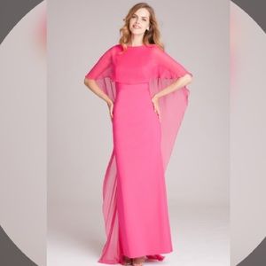 TERI JON Scuba Gown with Chiffon Cape